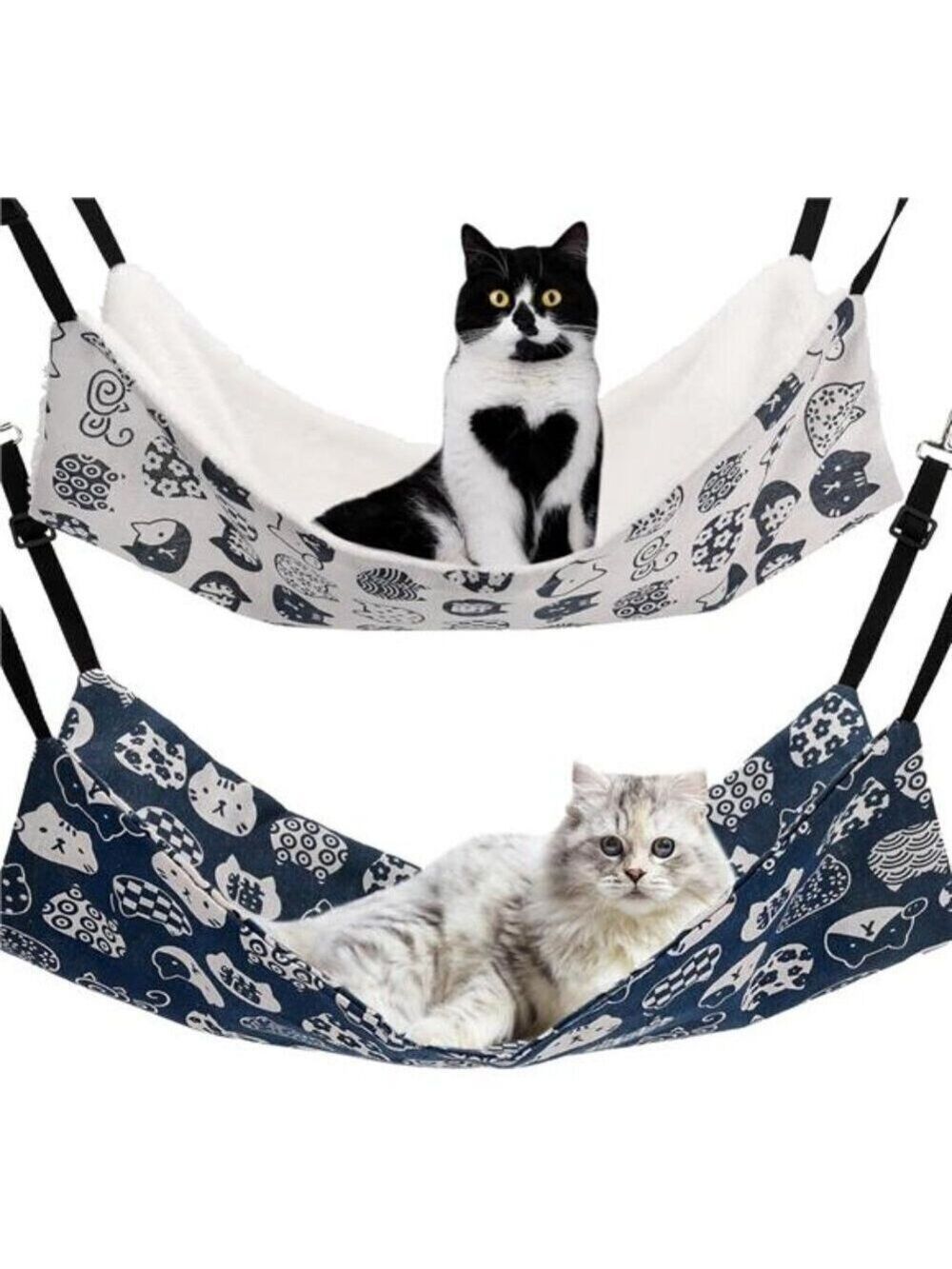 Cat Hammock for Cage Hanging Reversible 2Pack Pet Hammock Bed Adjustable Soft